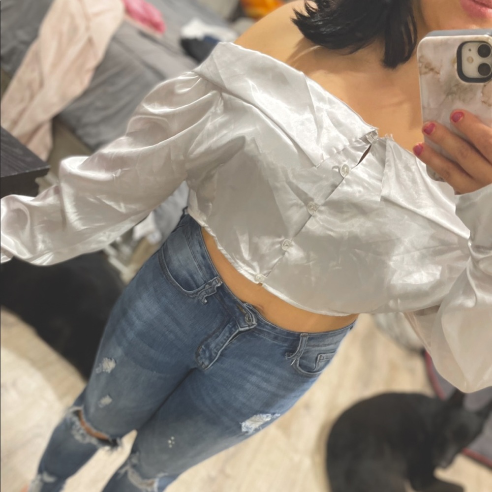 Off the shoulder satin top